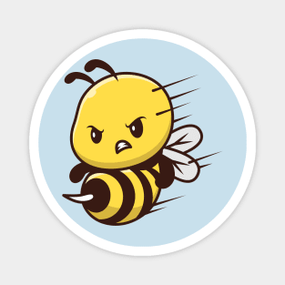 Cute Bee Attack Cartoon Magnet